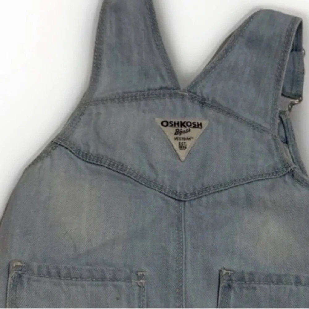Vintage Y2K OshKosh Bgosh Denim Overall Romper Baby Infant 9-12 Months Blue